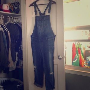 Maternity jean overalls